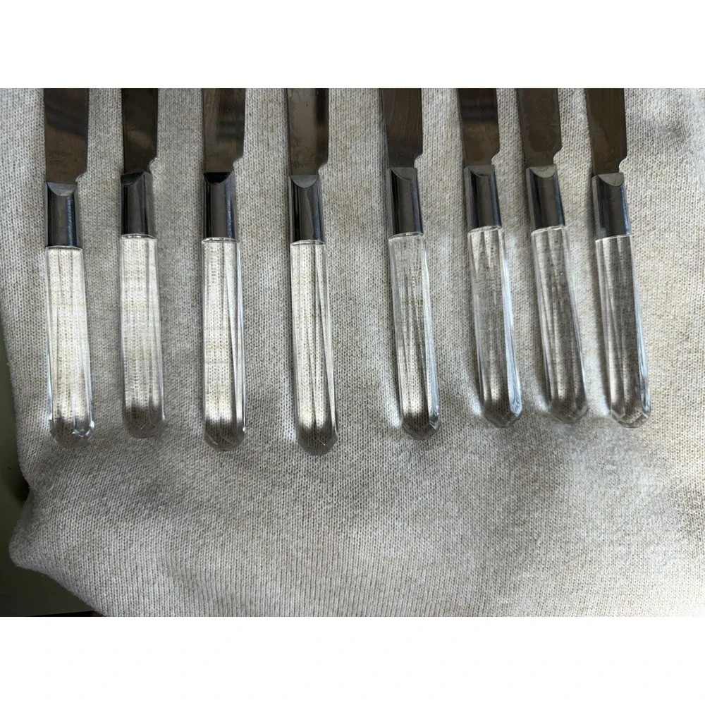 Vintage Steak Knives Set 8 Lucite‎ Handles Stainless Taiwan Retro MCM